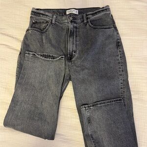 Abercrombie & Fitch Ultra High-Rise Ankle Straight Washed Black Jeans